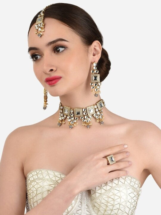 White indian deals jewellery set