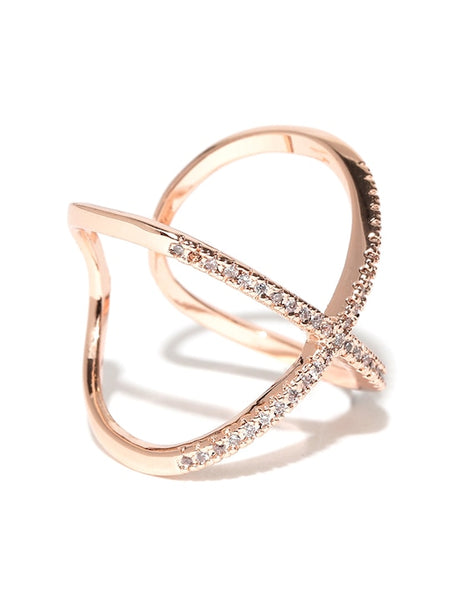 18K Rose Gold-Plated Zircon Stone-Studded Adjustable Ring VitansEthnics