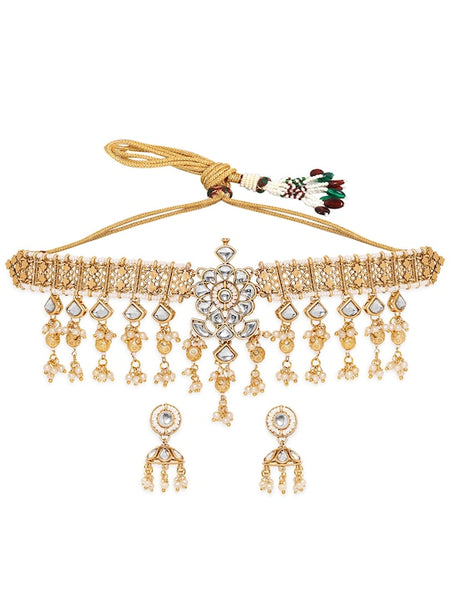 22K Gold-Plated Kundan Studded Jewellery Set VitansEthnics