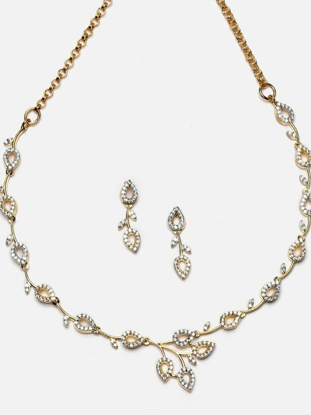 Gold-Plated Stone Studded Jewellery Set VitansEthnics