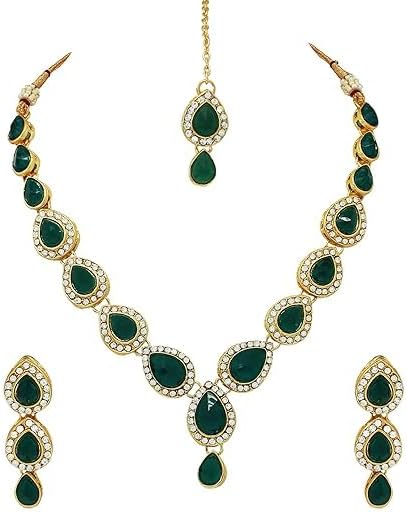 Kundan Necklace Jewelry Set with Earrings and Maang Tikka for Women VitansEthnics