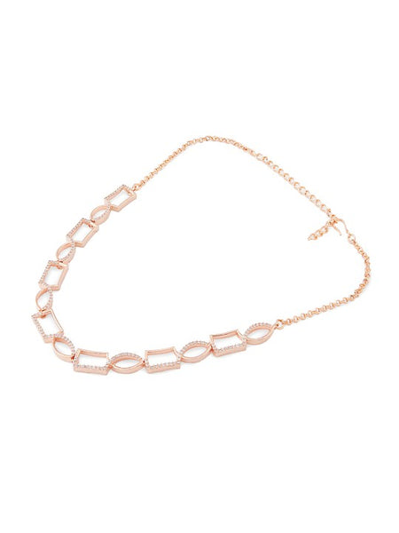 Rose Gold-Plated & White CZ-Studded Jewellery Set VitansEthnics