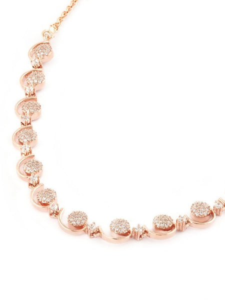 Rose Gold-Plated Cubic Zirconia-Studded Jewellery Set VitansEthnics