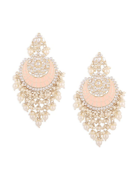 Women Gold-Toned Floral Chandbali Earrings VitansEthnics