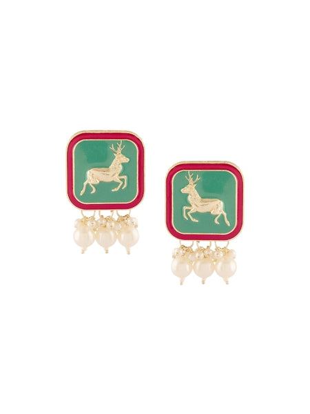 Gold-Plated Beaded Reindeer Meenakari Choker Jewellery Set VitansEthnics