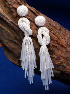 Beaded Teardrop Shaped Drop Earrings VitansEthnics