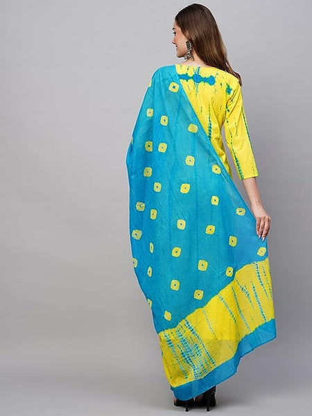 Women Tie Dye Ethnic Motifs Printed V-Neck Regular Kurta With Trousers & Dupatta VitansEthnics