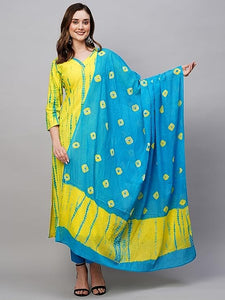 Women Tie Dye Ethnic Motifs Printed V-Neck Regular Kurta With Trousers & Dupatta VitansEthnics