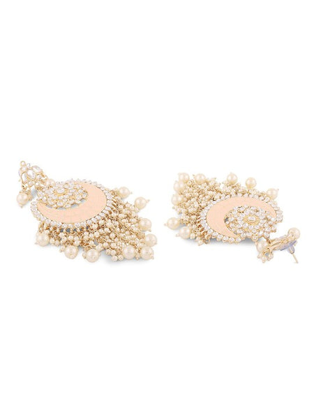 Women Gold-Toned Floral Chandbali Earrings VitansEthnics