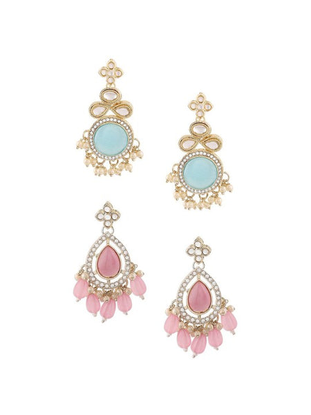 Set Of 2 Gold-Plated Contemporary Drop Earrings VitansEthnics