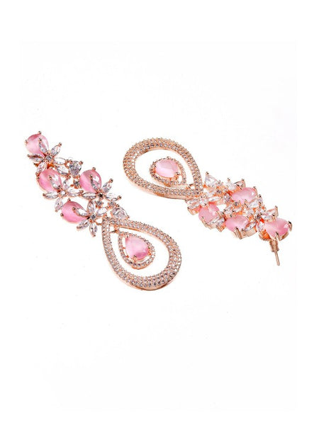 Pink Floral Drop Earrings VitansEthnics