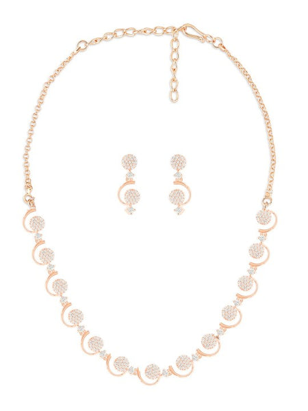 Rose Gold-Plated Cubic Zirconia-Studded Jewellery Set VitansEthnics