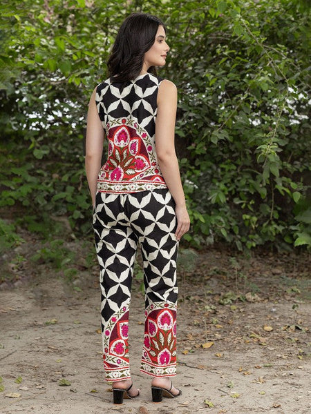 Pure Cotton Ethnic Printed Waistcoat Top With Pants Set for Women, Coord Set, Ethnic Indian Dress, Indo Western Outfit1 VitansEthnics
