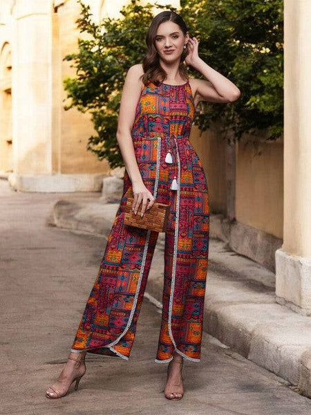 Women Abstract printed Square Neck Jumpsuit VitansEthnics