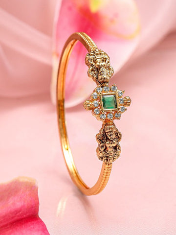 Gold-Plated Ruby & Emerald Kundan Studded Openable Kada Bangle (Copy) VitansEthnics