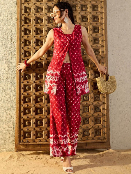 Women Ethnic Motifs Printed One Button Front Open Top With Trousers (Copy) VitansEthnics