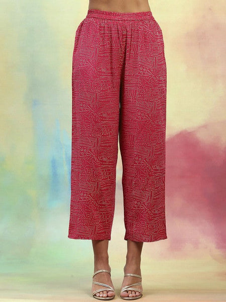 Women Pink Abstract Printed Tunic With Trousers & Shrug Co-Ords set VitansEthnics