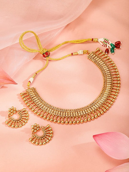 Women 18k Gold Plated Beaded Jewellery Set VitansEthnics