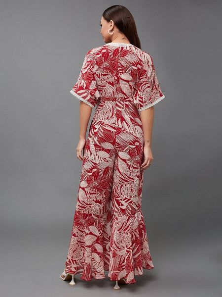 Women Floral Printed V-Neck Jumpsuit VitansEthnics