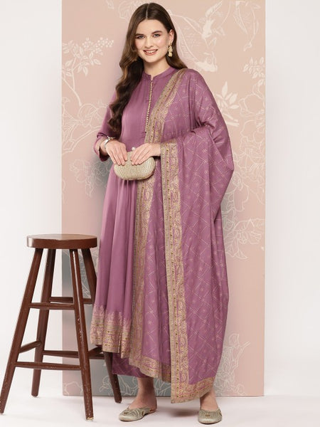 Women Ethnic Motifs Printed Empire Kurta with Palazzos & Dupatta Set VitansEthnics