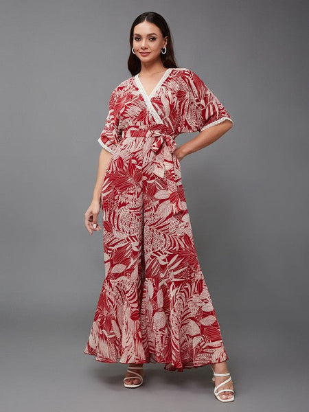 Women Floral Printed V-Neck Jumpsuit VitansEthnics