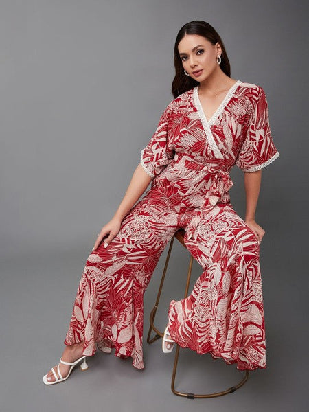 Women Floral Printed V-Neck Jumpsuit VitansEthnics