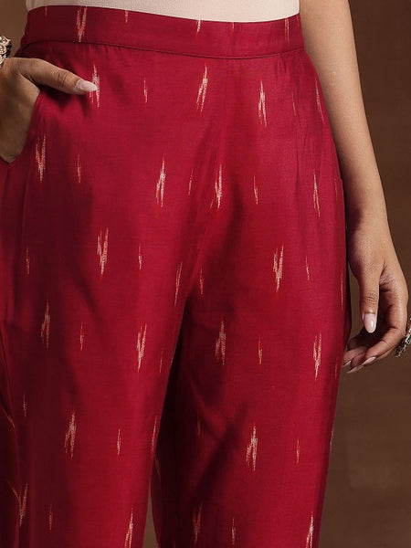 Women Floral Printed Pleated Mirror Work Anarkali Kurta with Trousers & Dupatta
