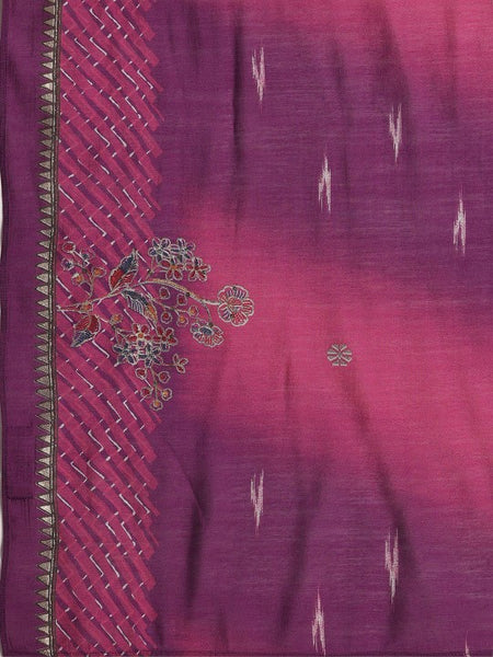 Women Floral Printed Pleated Mirror Work Anarkali Kurta with Trousers & Dupatta