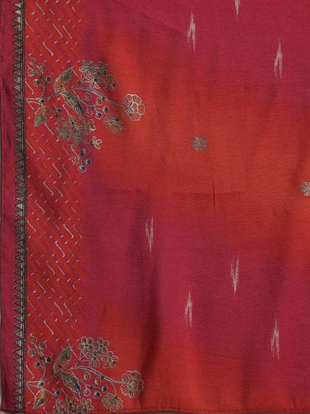 Women Floral Printed Pleated Mirror Work Anarkali Kurta with Trousers & Dupatta