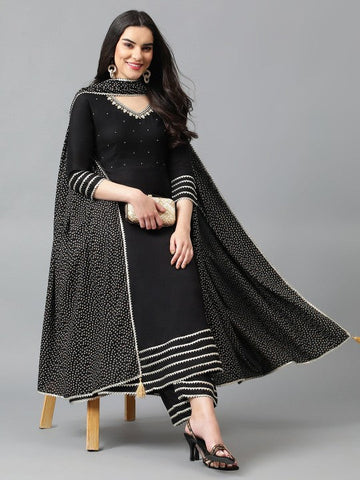 Women Regular Gotta Patti Kurta with Palazzos & With Dupatta Set VitansEthnics