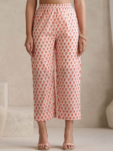 Women Floral Printed Mandarin Collar Pure Cotton Anarkali Kurta & Trousers & Dupatta VitansEthnics