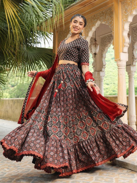 Women Printed Ready to Wear Lehenga & Blouse With Dupatta Set Indo-Western Outfit VitansEthnics