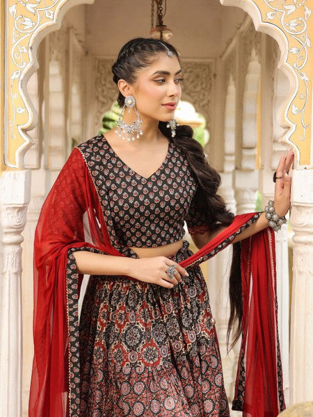 Women Printed Ready to Wear Lehenga & Blouse With Dupatta Set Indo-Western Outfit VitansEthnics