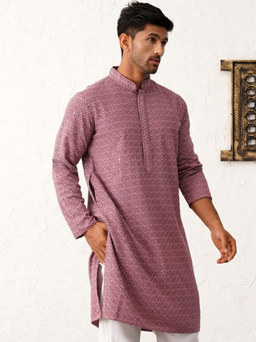 Ethnic Motifs Embroidered Sequinned Mandarin Collar Straight Kurta