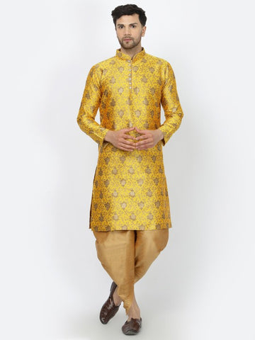 Yellow Ethnic Zari Work Regular Straight Kurta with Salwar