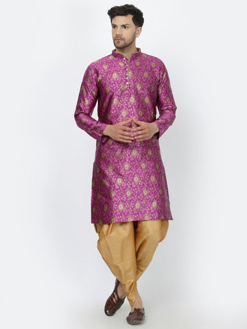 Purple Ethnic Zari Work Regular Straight Kurta with Salwar