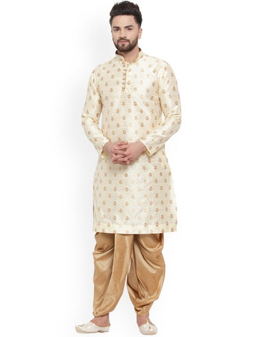 Ethnic Motifs Woven Design Mandarin Collar Kurta with Dhoti Pants