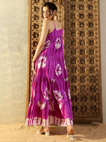 Women Tie and Dye Print Sleeveless Maxi Dress (Copy) VitansEthnics