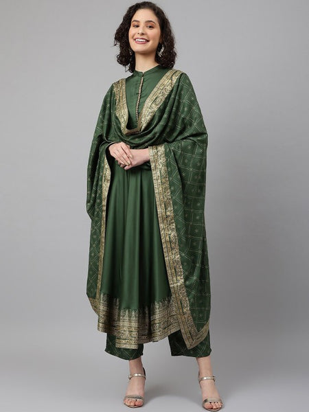 Women Green Ethnic Motifs Printed Empire Kurta with Palazzos & Dupatta Set (Copy) VitansEthnics