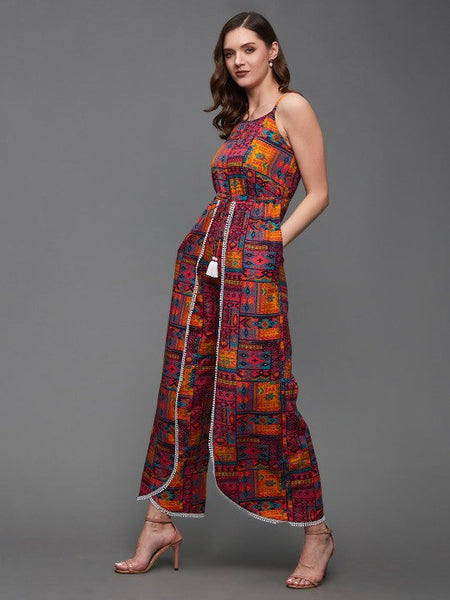 Women Abstract printed Square Neck Jumpsuit VitansEthnics