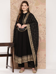 Women Black Ethnic Motifs Printed Empire Kurta with Palazzos & Dupatta Set (Copy) VitansEthnics