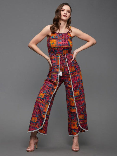 Women Abstract printed Square Neck Jumpsuit VitansEthnics