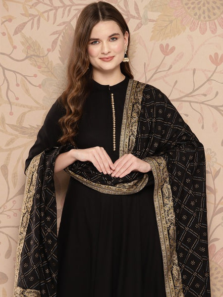 Women Black Ethnic Motifs Printed Empire Kurta with Palazzos & Dupatta Set (Copy) VitansEthnics