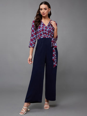 Indo Western V-Neck Three-Quarter Sleeve Wrap Regular-Length Jumpsuit For Women (Copy) VitansEthnics