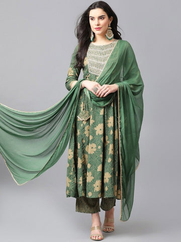 Women Ethnic Motifs Embroidered Regular Gotta Patti Kurta Palazzos & Dupatta Set (Copy) VitansEthnics