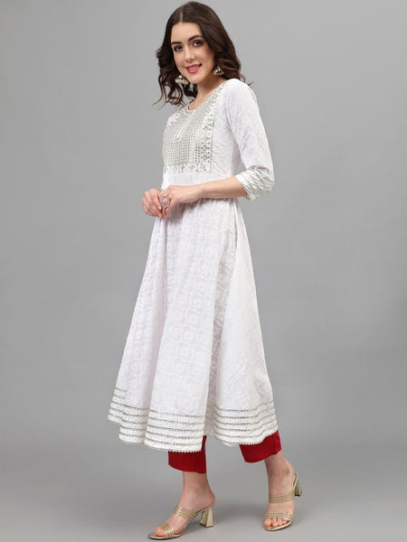 Women Ethnic Motifs Printed Regular Thread Work Kurta with Trousers & Dupatta VitansEthnics