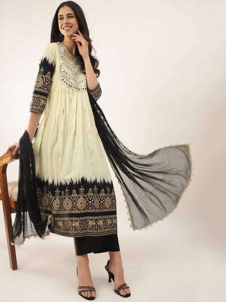 Women Ethnic Embroidered Empire Thread Work Pure Cotton Kurta With Palazzos Set (Copy) VitansEthnics