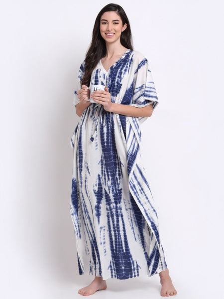 Designer Indian Tie & Dye Printed Kaftan Maxi Dress For Women VitansEthnics