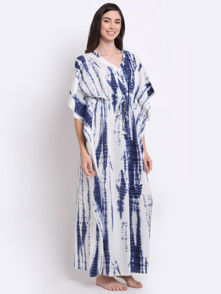 Designer Indian Tie & Dye Printed Kaftan Maxi Dress For Women VitansEthnics