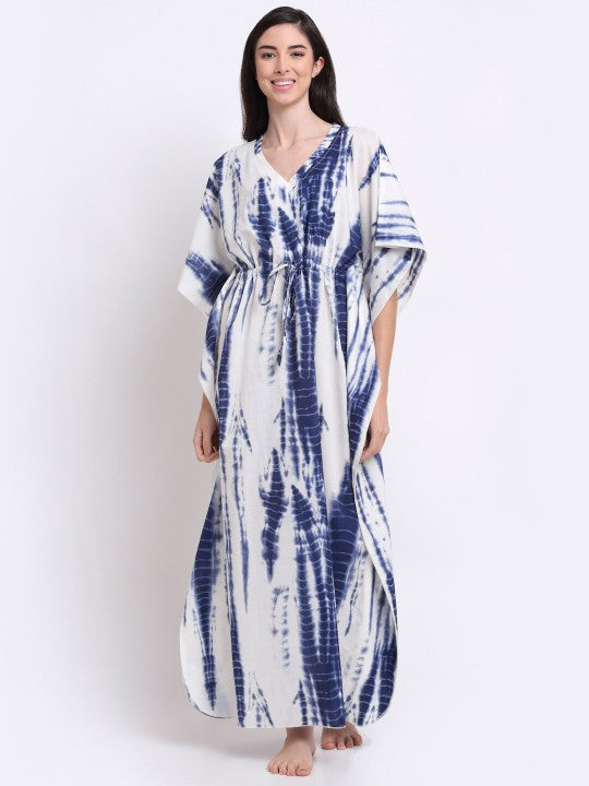 Designer Indian Tie & Dye Printed Kaftan Maxi Dress For Women VitansEthnics